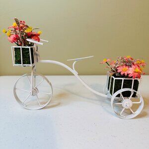 Floral Bicycle decoration flowers in baskets spinning front wheel Spring decor